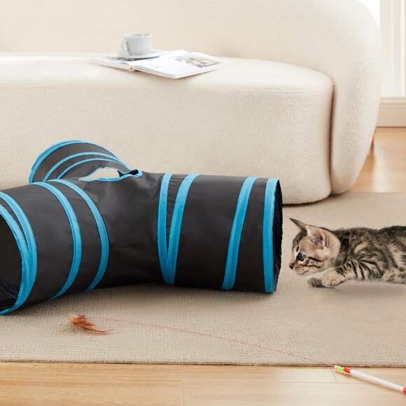 Cat Tunnel Tube Toys 3 Way Collapsible, Cat Tunnels for Indoor Cats,Kitten Tunne - Picture 4 of 7